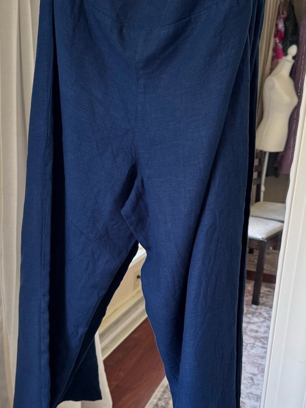 BANANA BLUE PULL ON BLUE LINEN RELAXED PANTS SIZE L